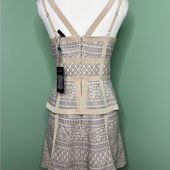 NWT BCBGMaxAzria Cream and Black Lace Midi Dress 0 zipper - Picture 3 of 16